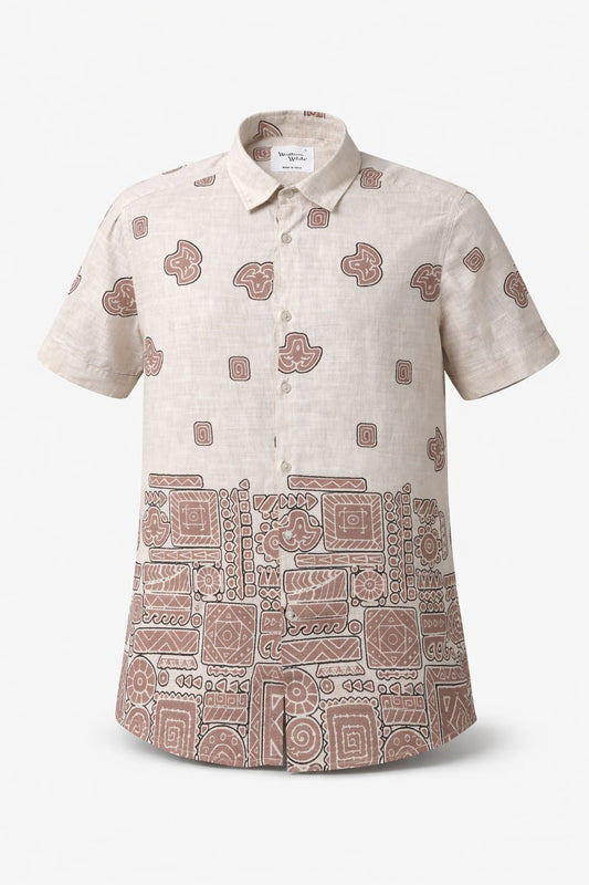 Premium Printed Cotton Shirt – Desert Clay