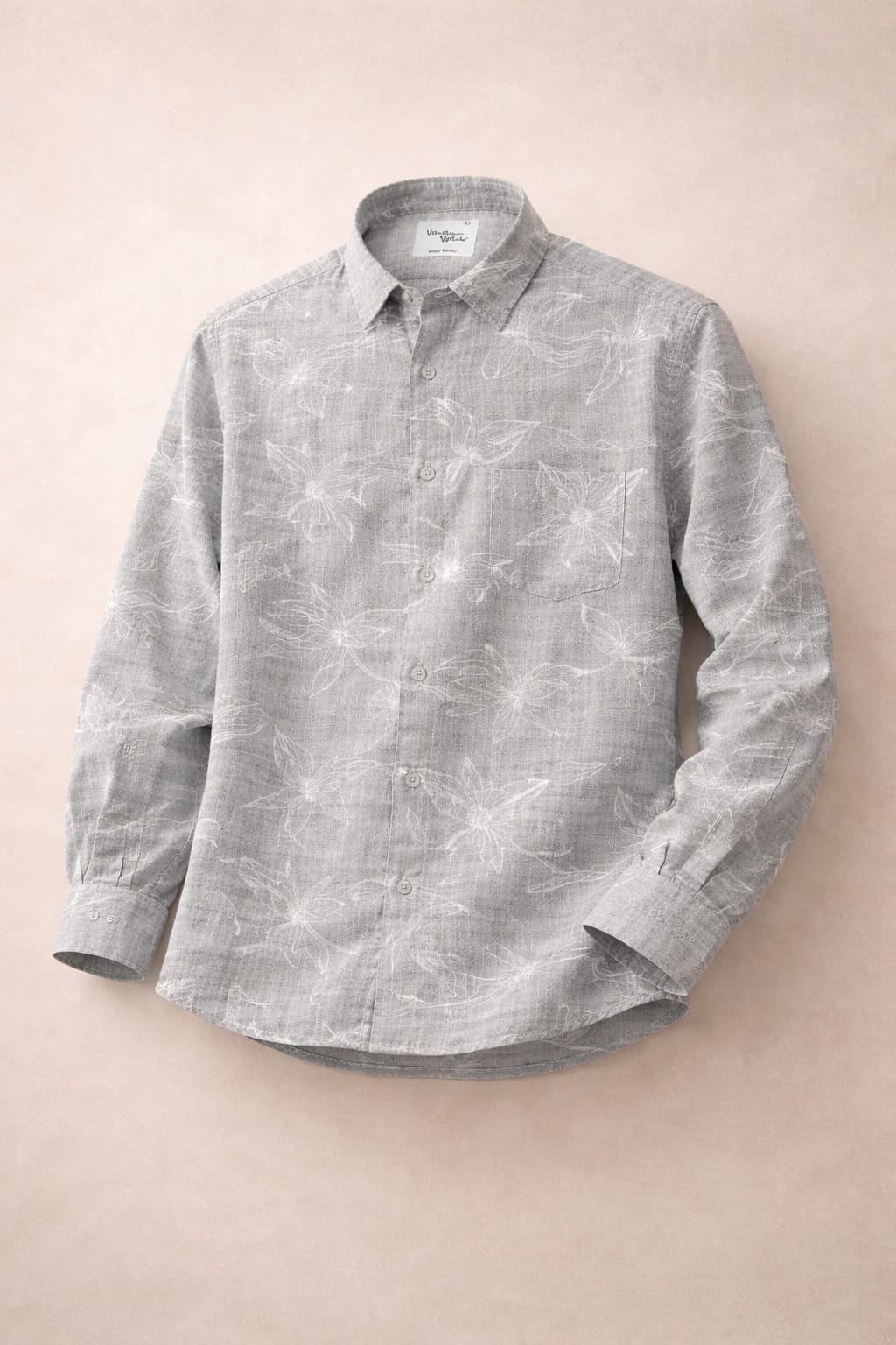Grey Printed Textured Shirt