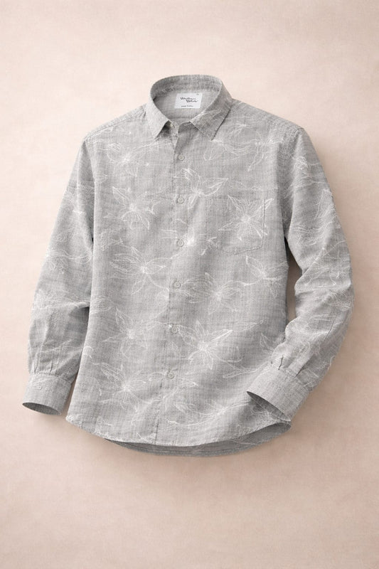 Grey Printed Textured Shirt