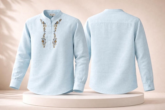 Embroidered Kurta Shirt (Mandarin Collar)