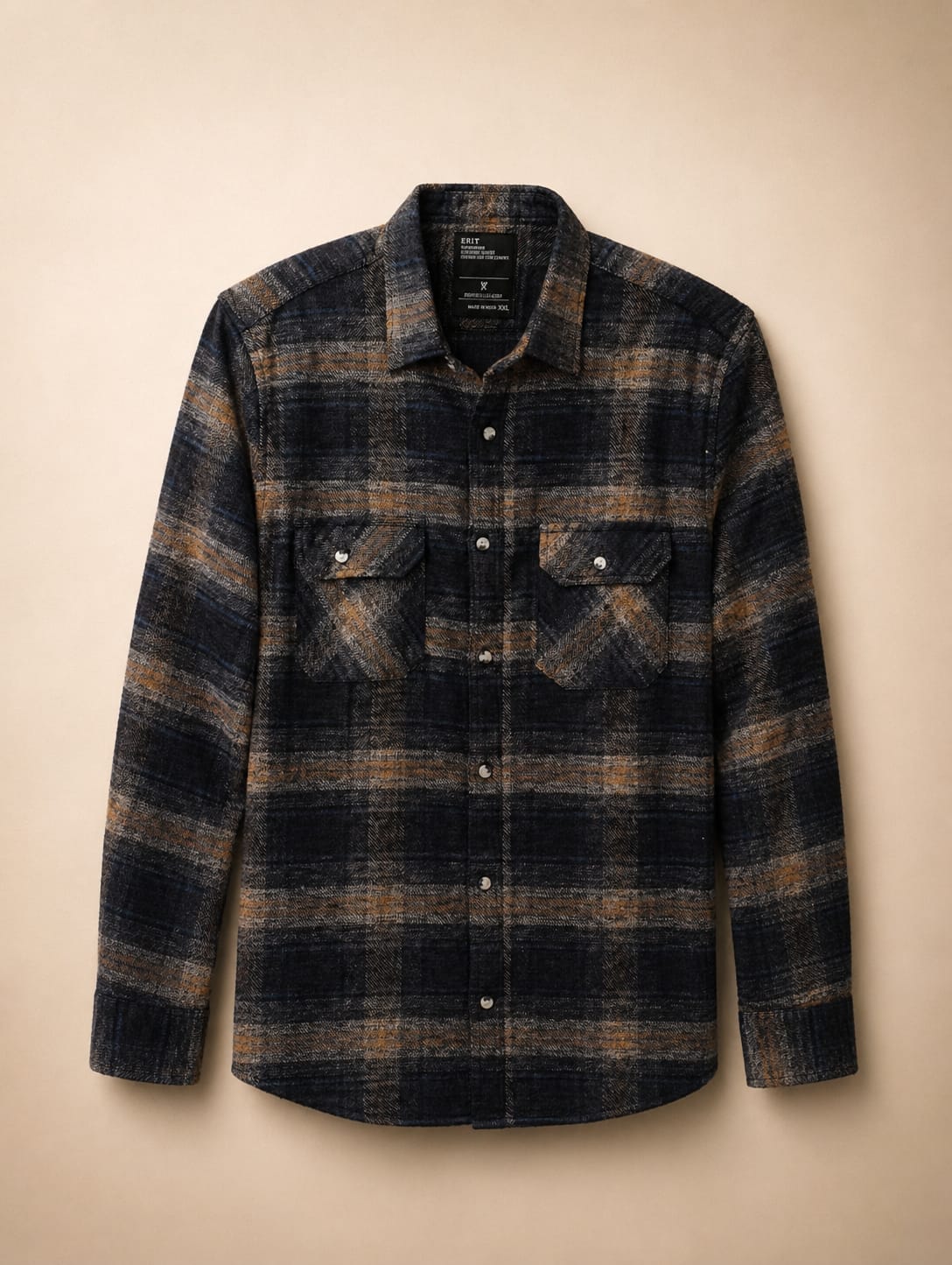 Flannel Shirt Jacket – Midnight Brown Plaid