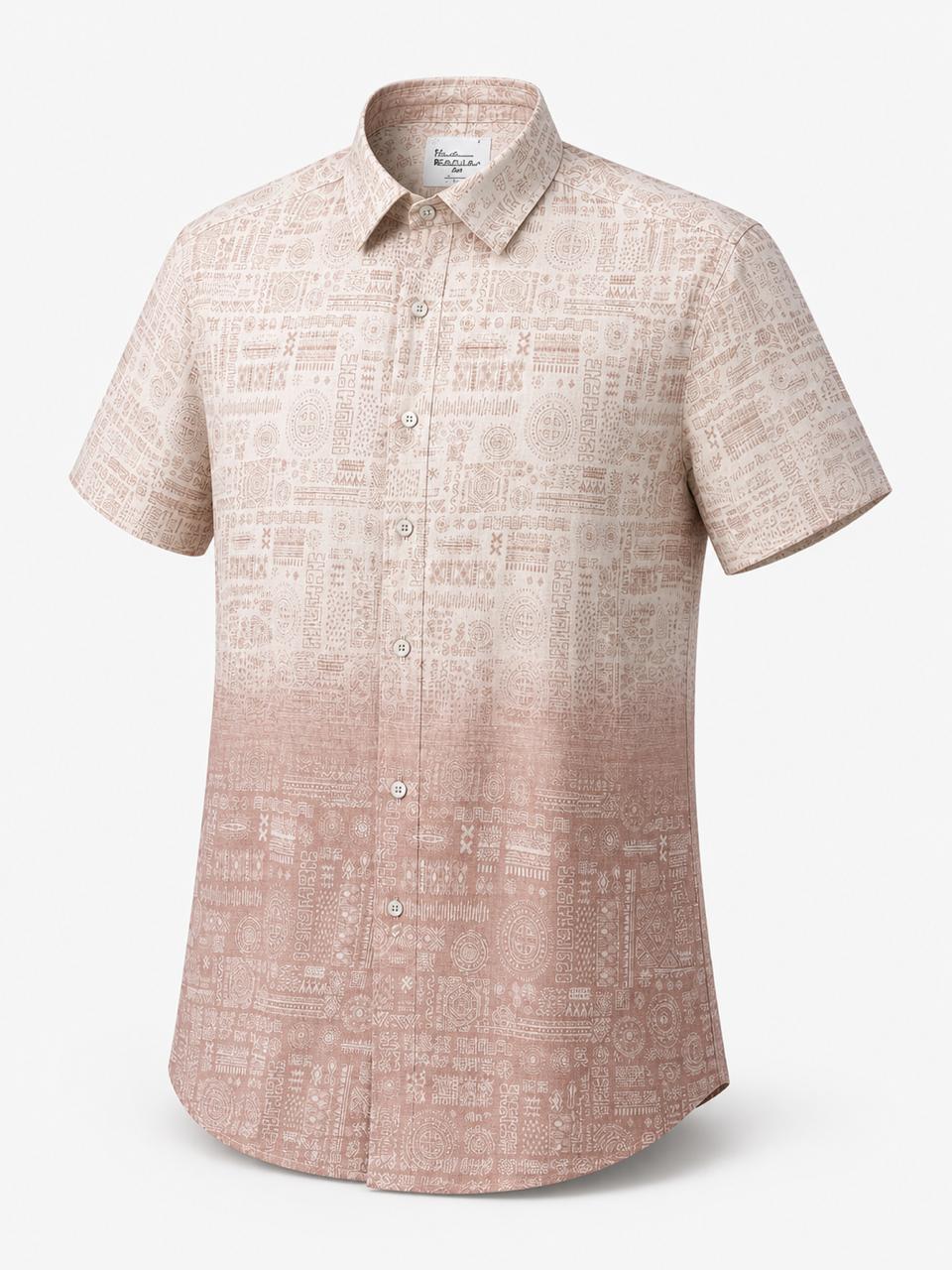 Premium Printed Cotton Shirt – Blush Clay Fade