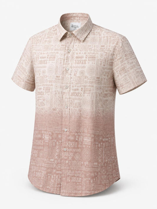 Premium Printed Cotton Shirt – Blush Clay Fade