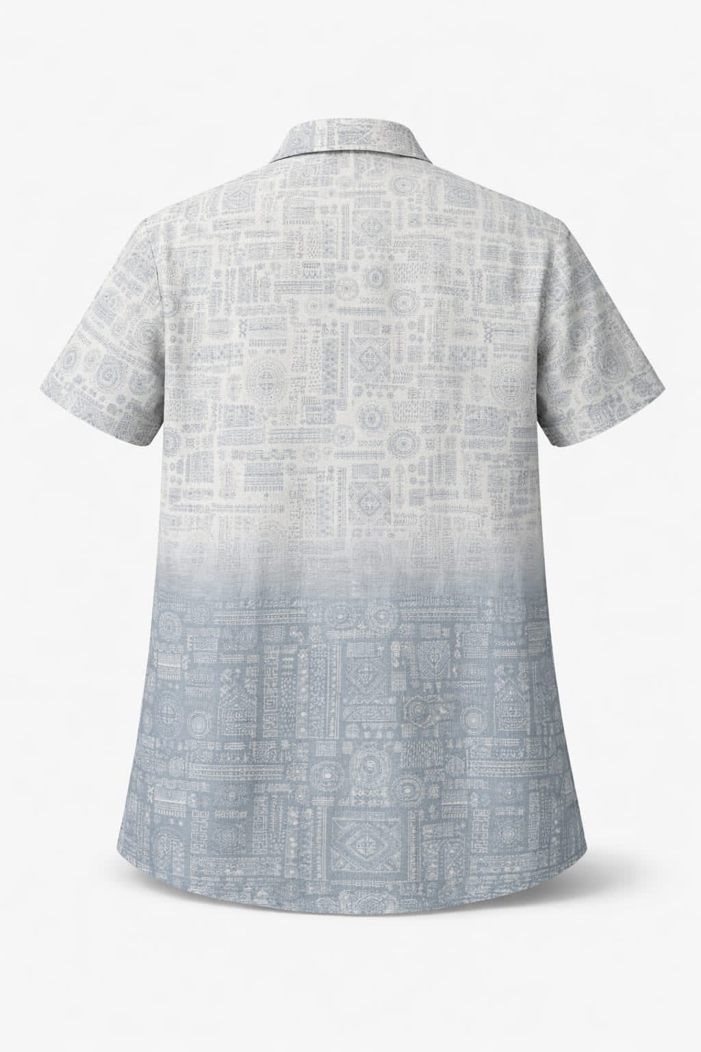 Premium Printed Cotton Shirt – Ice Blue Fade