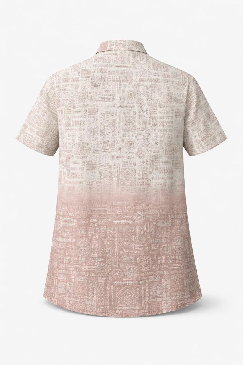 Premium Printed Cotton Shirt – Blush Clay Fade
