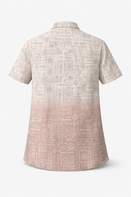Premium Printed Cotton Shirt – Blush Clay Fade
